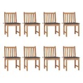 vidaXL, vidaXL Gartenstühle 8 Stk. mit Kissen Massivholz Teak