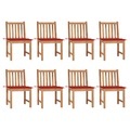 vidaXL, vidaXL Gartenstühle 8 Stk. mit Kissen Massivholz Teak
