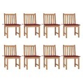 vidaXL, vidaXL Gartenstühle 8 Stk. mit Kissen Massivholz Teak