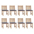 vidaXL, vidaXL Gartenstühle 8 Stk. mit Kissen Massivholz Teak