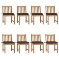 vidaXL, vidaXL Gartenstühle 8 Stk. mit Kissen Massivholz Teak