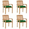 vidaXL, vidaXL Stapelbare Gartenstühle mit Kissen 4 Stk. Massivholz Teak