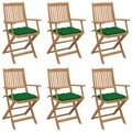 vidaXL, vidaXL Klappbare Gartenstühle 6 Stk. mit Kissen Massivholz Akazie