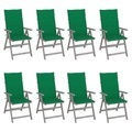 vidaXL, vidaXL Verstellbare Gartenstühle mit Auflagen 8 Stk. Grau Akazienholz