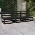vidaXL, vidaXL 3-Sitzer-Gartensofa Schwarz Kiefer Massivholz