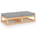 vidaXL, vidaXL Garten-Fußhocker mit Kissen 2 Stk. Massivholz Kiefer