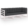 vidaXL, vidaXL 3-Sitzer-Gartensofa mit Kissen Kiefer Massivholz