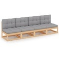 vidaXL, vidaXL 4-Sitzer-Gartensofa mit Kissen Massivholz Kiefer