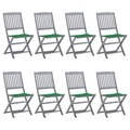 vidaXL, vidaXL Klappbare Gartenstühle 8 Stk. mit Kissen Massivholz Akazie