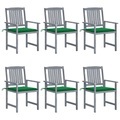 vidaXL, vidaXL Gartenstühle mit Kissen 6 Stk. Massivholz Akazie Grau