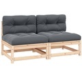 vidaXL, vidaXL Garten-Mittelsofas mit Kissen 2 Stk. Massivholz Kiefer