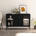 vidaXL, vidaXL Sideboard Schwarz 105x35x70 cm Stahl und Hartglas