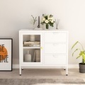 vidaXL, vidaXL Sideboard Weiß 75x35x70 cm Stahl und Hartglas