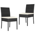 vidaXL, vidaXL Garten-Essstühle 2 Stk. Poly Rattan Schwarz
