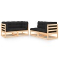 vidaXL, vidaXL 4-tlg. Garten-Lounge-Set mit Kissen Massivholz Kiefer