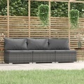 vidaXL, vidaXL 3-Sitzer-Sofa mit Kissen Grau Poly Rattan