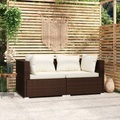 vidaXL, vidaXL 2-Sitzer-Sofa mit Kissen Braun Poly Rattan
