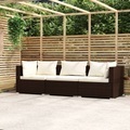 vidaXL, vidaXL 3-Sitzer-Sofa mit Kissen Braun Poly Rattan