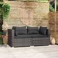 vidaXL, vidaXL 2-Sitzer-Sofa mit Kissen Grau Poly Rattan