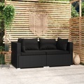 vidaXL, vidaXL 2-Sitzer-Sofa mit Kissen Schwarz Poly Rattan