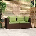 vidaXL, vidaXL 2-Sitzer-Sofa mit Kissen Braun Poly Rattan