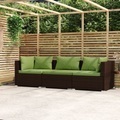 vidaXL, vidaXL 3-Sitzer-Sofa mit Kissen Braun Poly Rattan