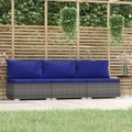 vidaXL, vidaXL 3-Sitzer-Sofa mit Kissen Grau Poly Rattan