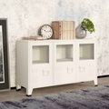 vidaXL, vidaXL Industrial Sideboard Weiß 105x35x62 cm Metall und Glas