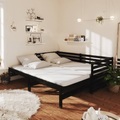 vidaXL, vidaXL Tagesbett Ausziehbar Schwarz Kiefer Massivholz 2x(90x200) cm