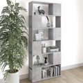 vidaXL, vidaXL Bücherregal Raumteiler Betongrau 80x24x186 cm Holzwerkstoff