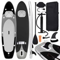 vidaXL, vidaXL SUP-Board-Set Aufblasbar Schwarz 300x76x10 cm