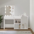vidaXL, vidaXL LED-Schminktisch mit Schrank Weiß Holzwerkstoff