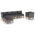 vidaXL, vidaXL 7-tlg. Garten-Lounge-Set Poly Rattan und Eukalyptusholz Grau