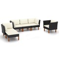 vidaXL, vidaXL 6-tlg. Garten-Lounge-Set Poly Rattan Eukalyptusholz Schwarz