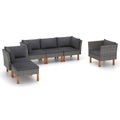 vidaXL, vidaXL 6-tlg. Garten-Lounge-Set Poly Rattan und Eukalyptusholz Grau