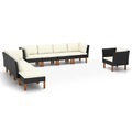 vidaXL, vidaXL 9-tlg. Garten-Lounge-Set Poly Rattan Eukalyptusholz Schwarz