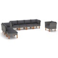 vidaXL, vidaXL 8-tlg. Garten-Lounge-Set Poly Rattan und Eukalyptusholz Grau