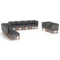 vidaXL, vidaXL 10-tlg. Garten-Lounge-Set Poly Rattan und Eukalyptusholz Grau
