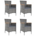 vidaXL, vidaXL Garten-Essstühle 4 Stk. Poly Rattan Grau