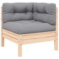 vidaXL, vidaXL Garten-Ecksofa mit Grauen Kissen Massivholz Kiefer
