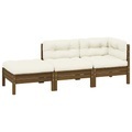 vidaXL, vidaXL 3-tlg. Garten-Lounge-Set mit Kissen Creme Massivholz Kiefer