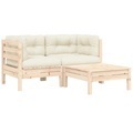 vidaXL, vidaXL 3-tlg. Garten-Lounge-Set mit Creme Kissen Massivholz Kiefer