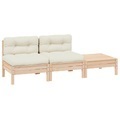 vidaXL, vidaXL 3-tlg. Garten-Lounge-Set mit Creme Kissen Massivholz Kiefer