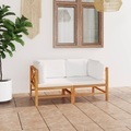 vidaXL, vidaXL 2-Sitzer-Gartensofa mit Creme Kissen Massivholz Teak