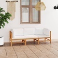 vidaXL, vidaXL 3-Sitzer-Gartensofa mit Creme Kissen Massivholz Teak