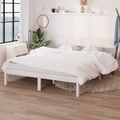 vidaXL, vidaXL Massivholzbett Weiß Kiefer 135x190 cm UK Double