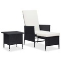 vidaXL, vidaXL 2-tlg. Garten-Lounge-Set mit Auflagen Poly Rattan Schwarz