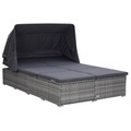 vidaXL, vidaXL 2-Personen-Sonnenliege mit Auflage Poly Rattan Grau