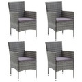 vidaXL, vidaXL Garten-Essstühle 4 Stk. Poly Rattan Grau