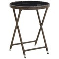 vidaXL, vidaXL Beistelltisch Braun 60 cm Poly Rattan und Hartglas